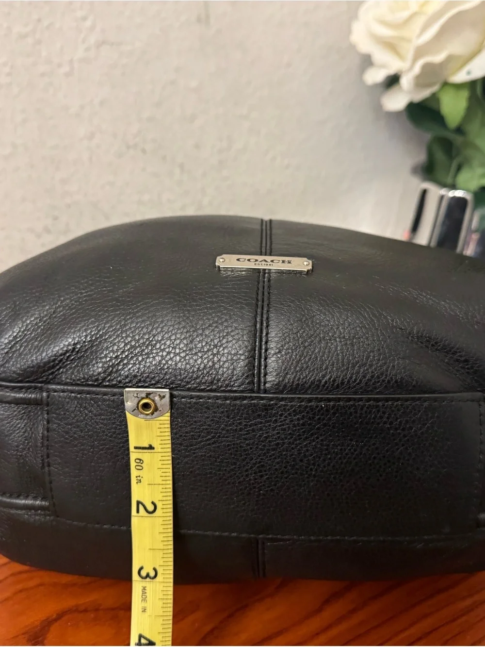 Coach Black Pebbled Leather Hobo Shoulder Bag with Tassel